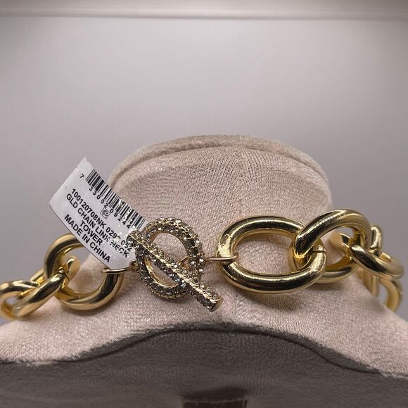 I.N.C. International Concepts Gold Tone Pave Toggle Chain Link 18” Necklace - Picture 7 of 12